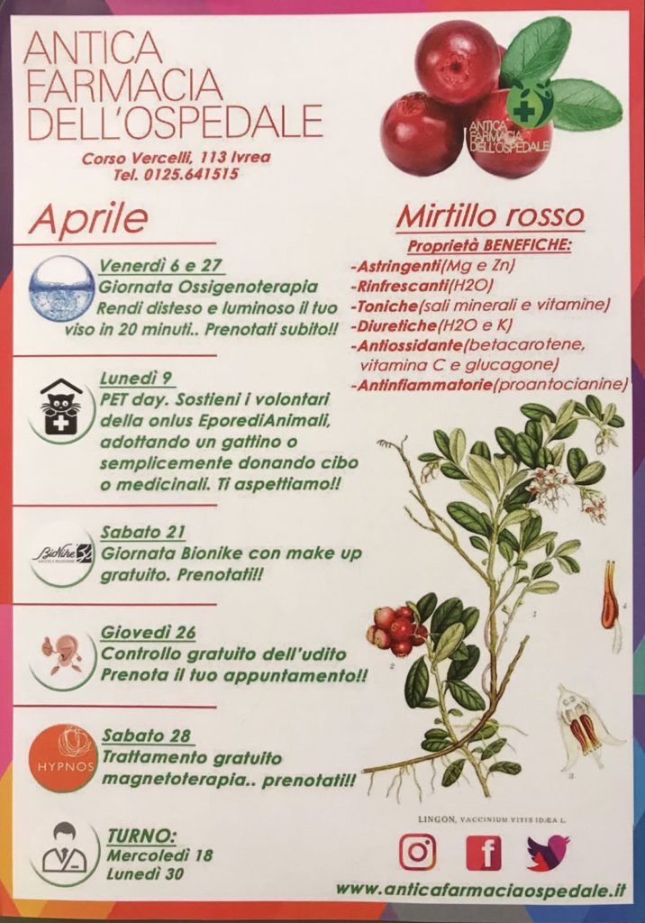 Raccolta medicinali lunedì 9 aprile